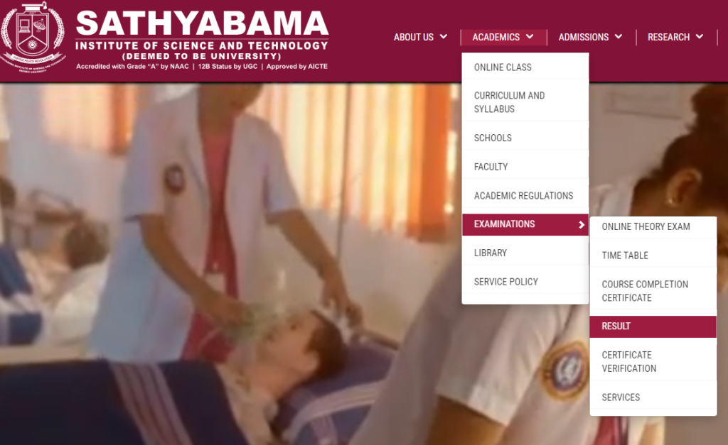 Sathyabhama University Result homepage