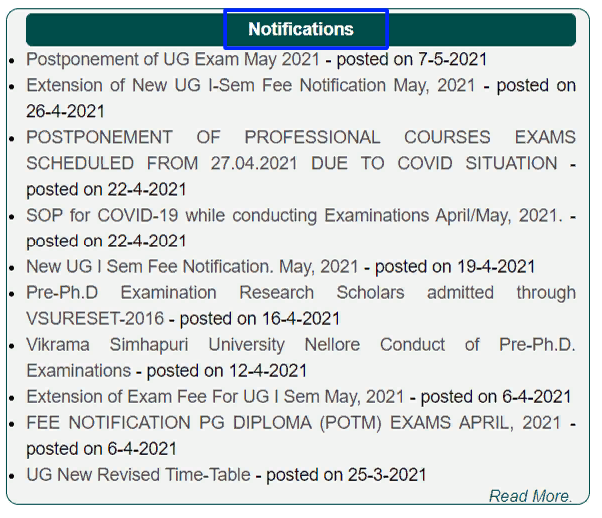 VSU Exam 2021 notification