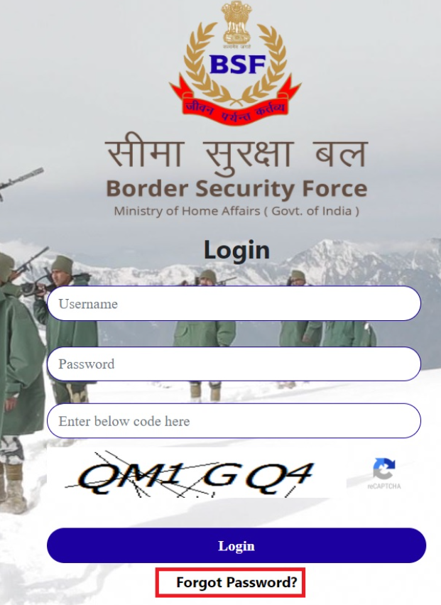 BSF App recover password