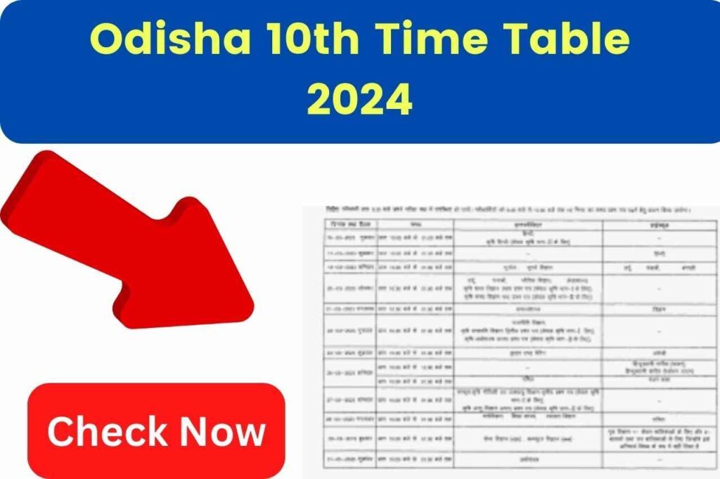 Odisha 10th Time Table 2024