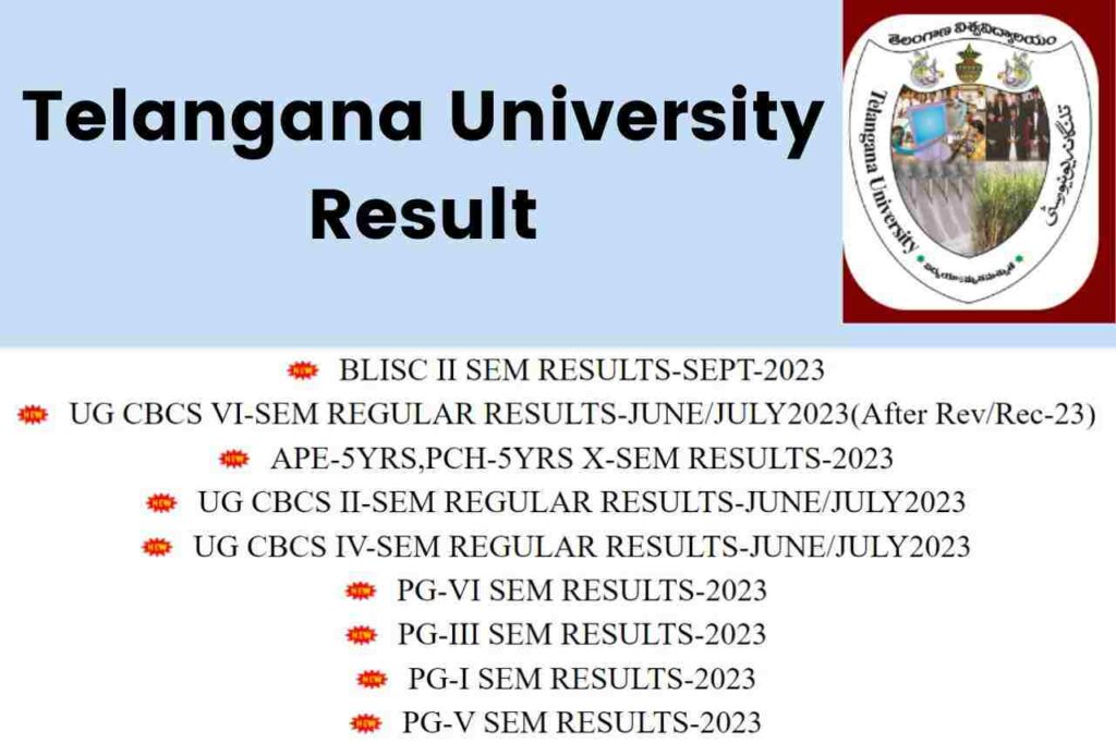 Telangana University Result 2024 [OUT]; Check TU Degree Semester Exam Result