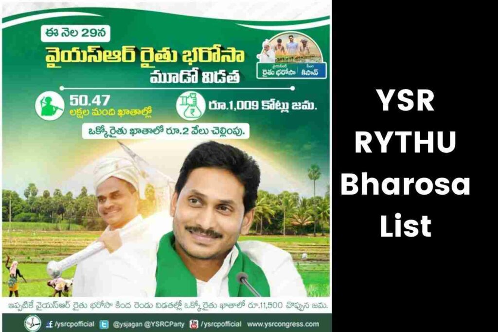 YSR RYTHU Bharosa List 2023: YSRRB Payment Status and Farmer List