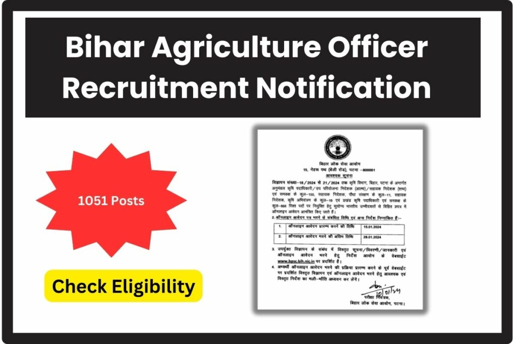 Bihar BPSC Agriculture Officer Recruitment Notification