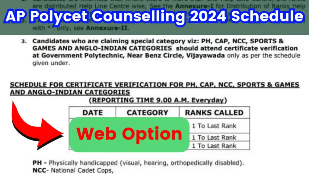 AP Polycet Counselling 2024 Schedule Web Option Process polycetap.nic.in