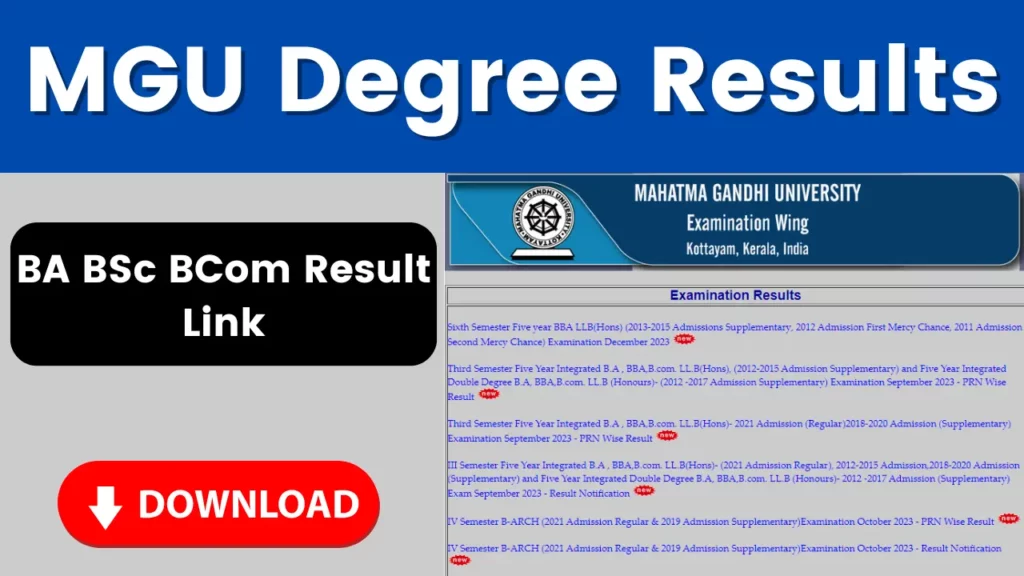 MGU Degree Results 2024 Announced @mgu.ac.in - BA BSc BCom Result Link